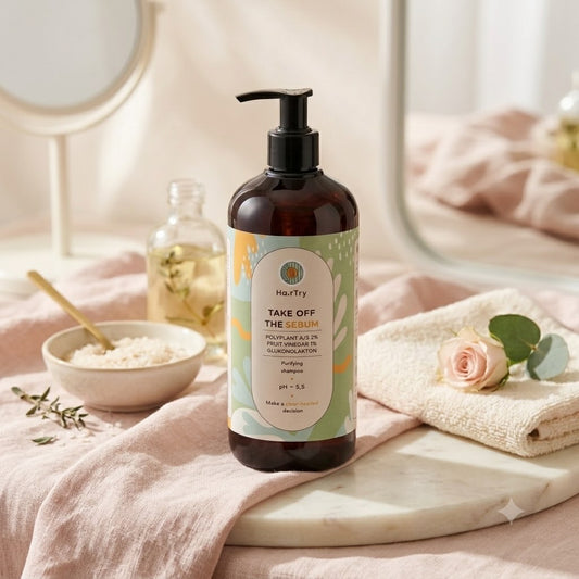 HairTry Take Off The Sebum Cleansing Shampoo op een lichte ondergrond
