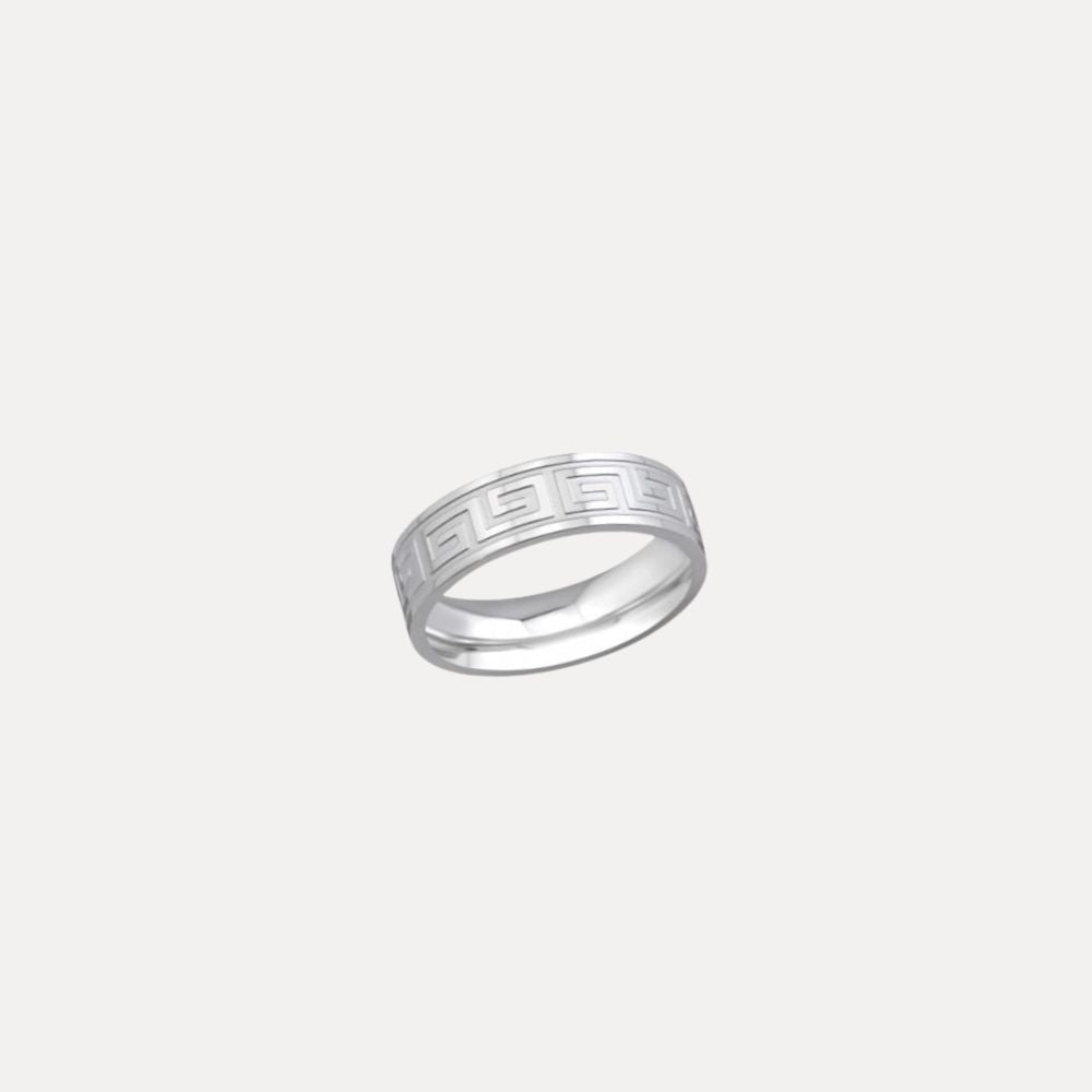 Stalen ring grieks patroon