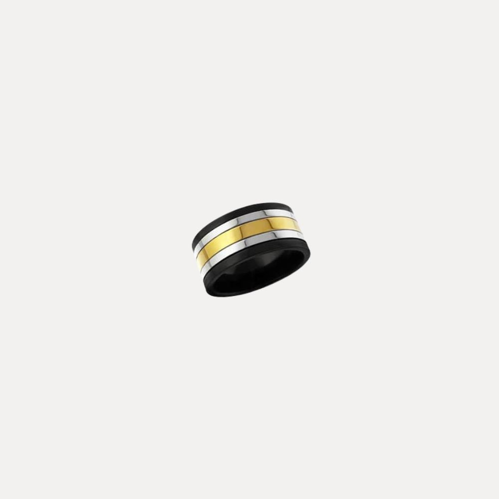 Zwarte heren ring met strepen