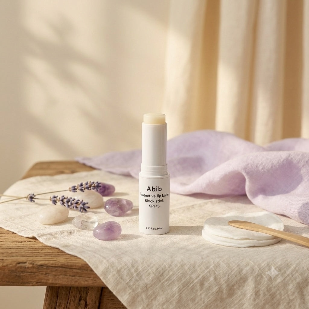 Abib Protective Lip Balm SPF15 op een lichte ondergrond