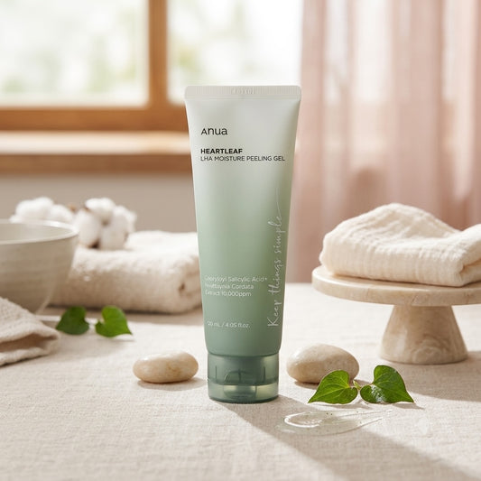 Anua Heartleaf LHA Moisture Peeling Gel op een lichte ondergrond