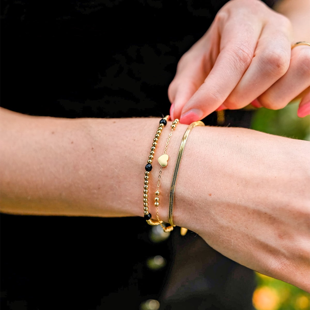 Dubbele laag armband met hartje