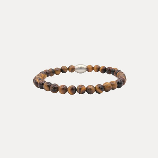 Bruine heren armband tijgeroog kralen