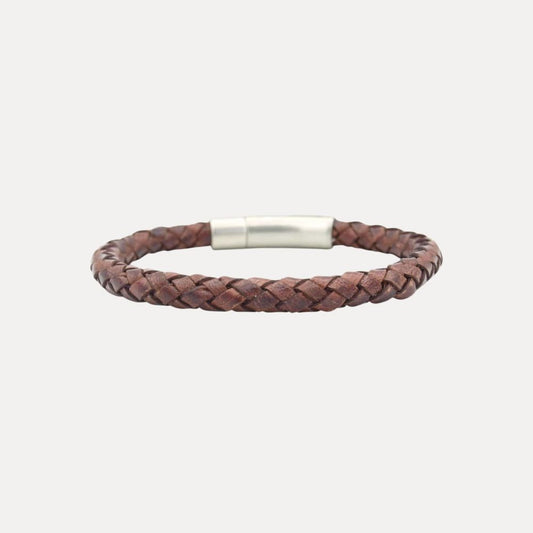 Bruin leren armband gevlochten