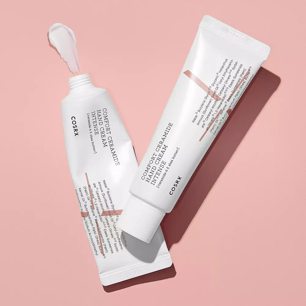COSRX Balancium Comfort Ceramide Intense Soothing Hand Cream op een lichte ondergrond