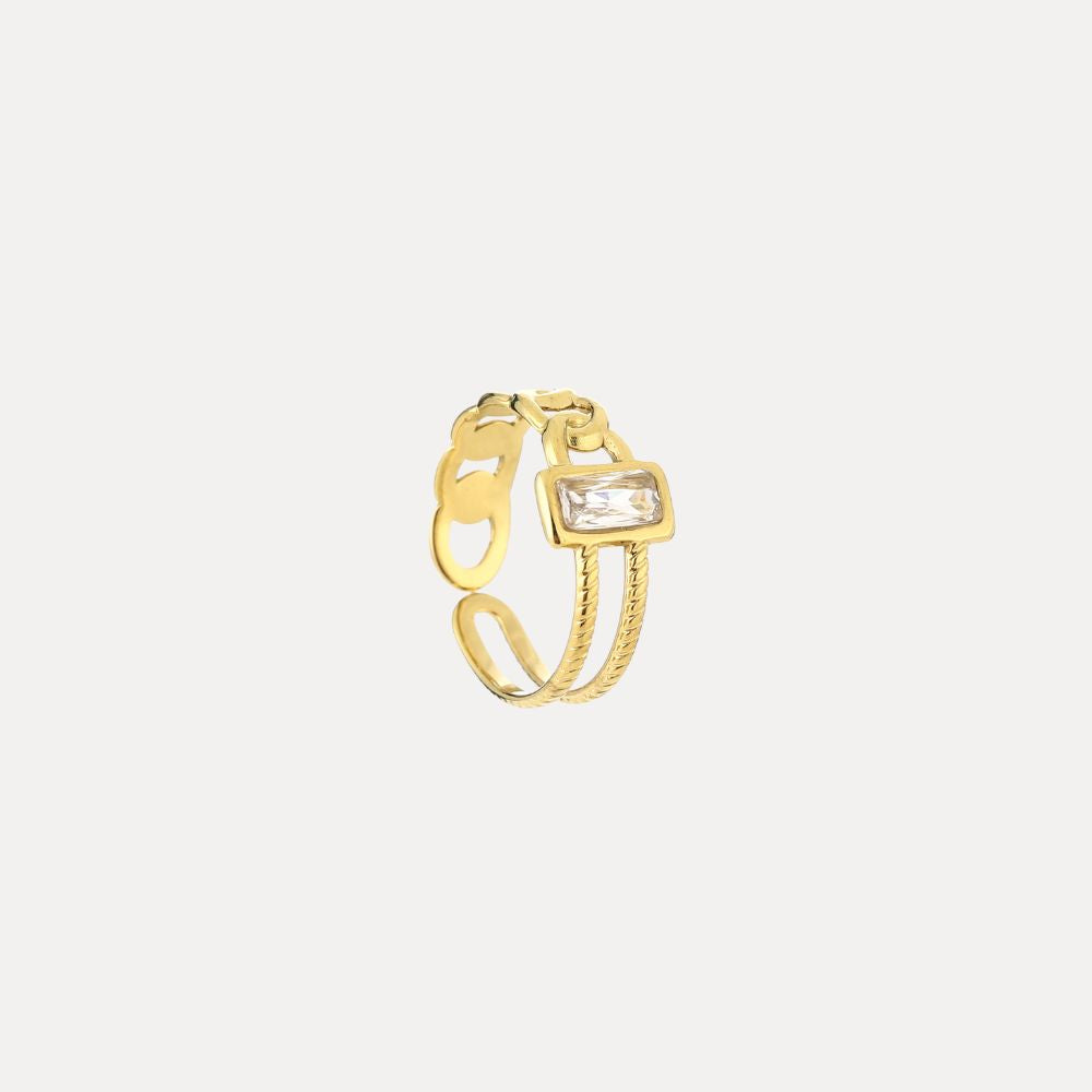 Dubbele ring met zirkonia