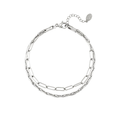 Dubbele roestvrijstalen armband - Amora Jewellery