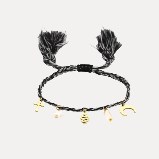Gevlochten armband met bedels