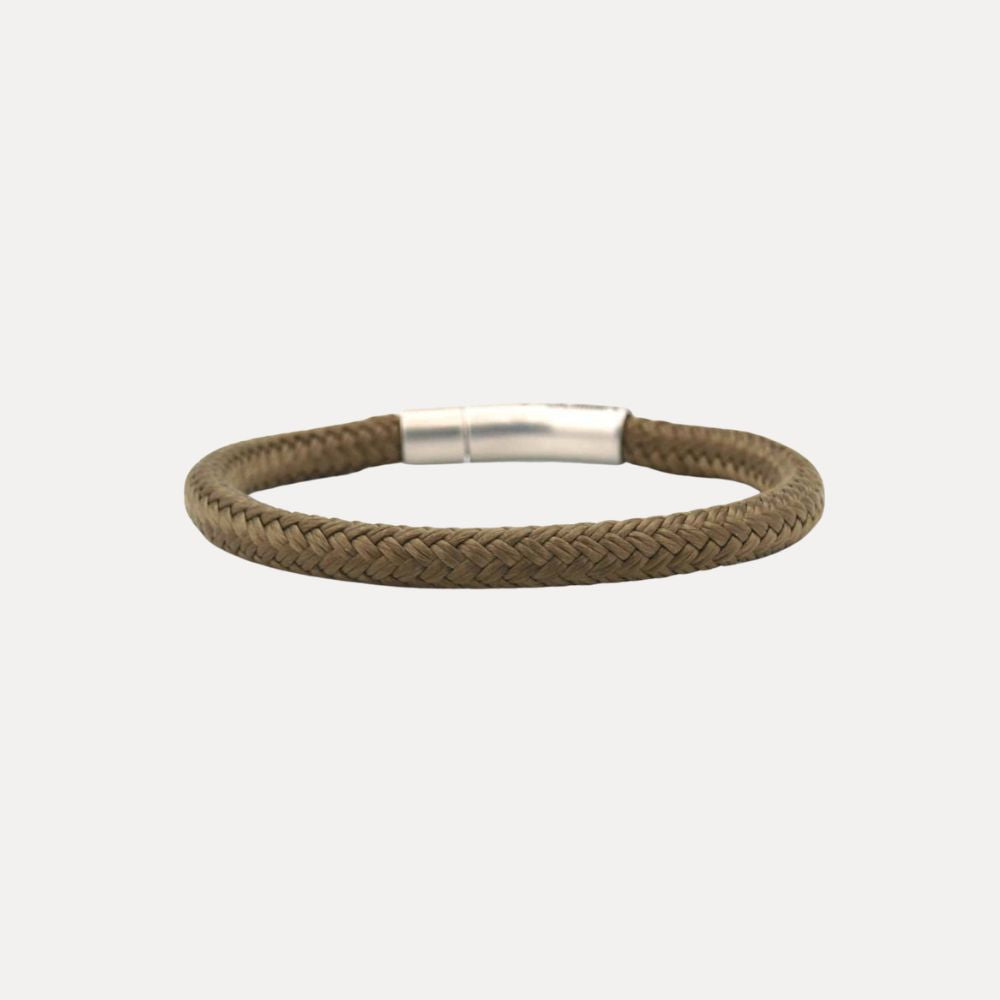 Gevlochten heren armband touw groen-bruin, gerecycled