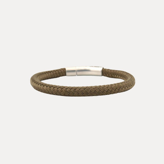 Gevlochten heren armband touw groen-bruin, gerecycled