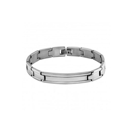 Stalen heren armband brede schakel zilver