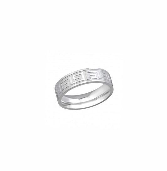 Stalen ring grieks patroon