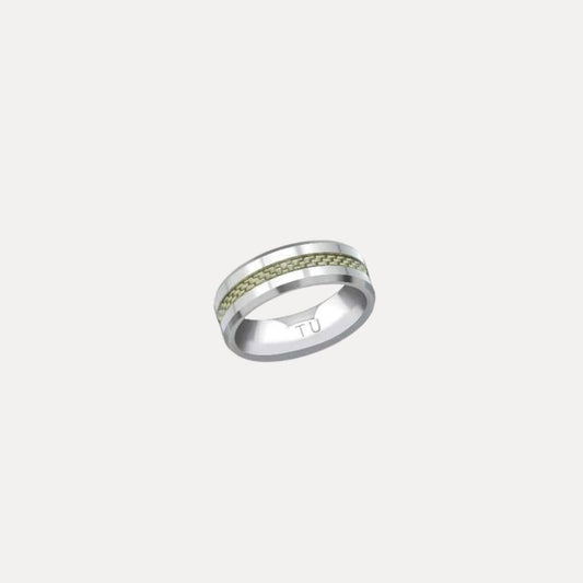 Heren ring groene lijn Tungstenlijn