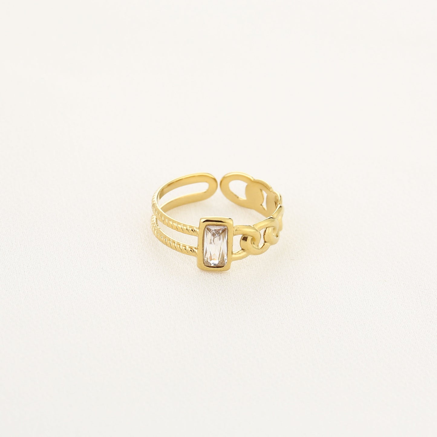 Dubbele ring met zirkonia