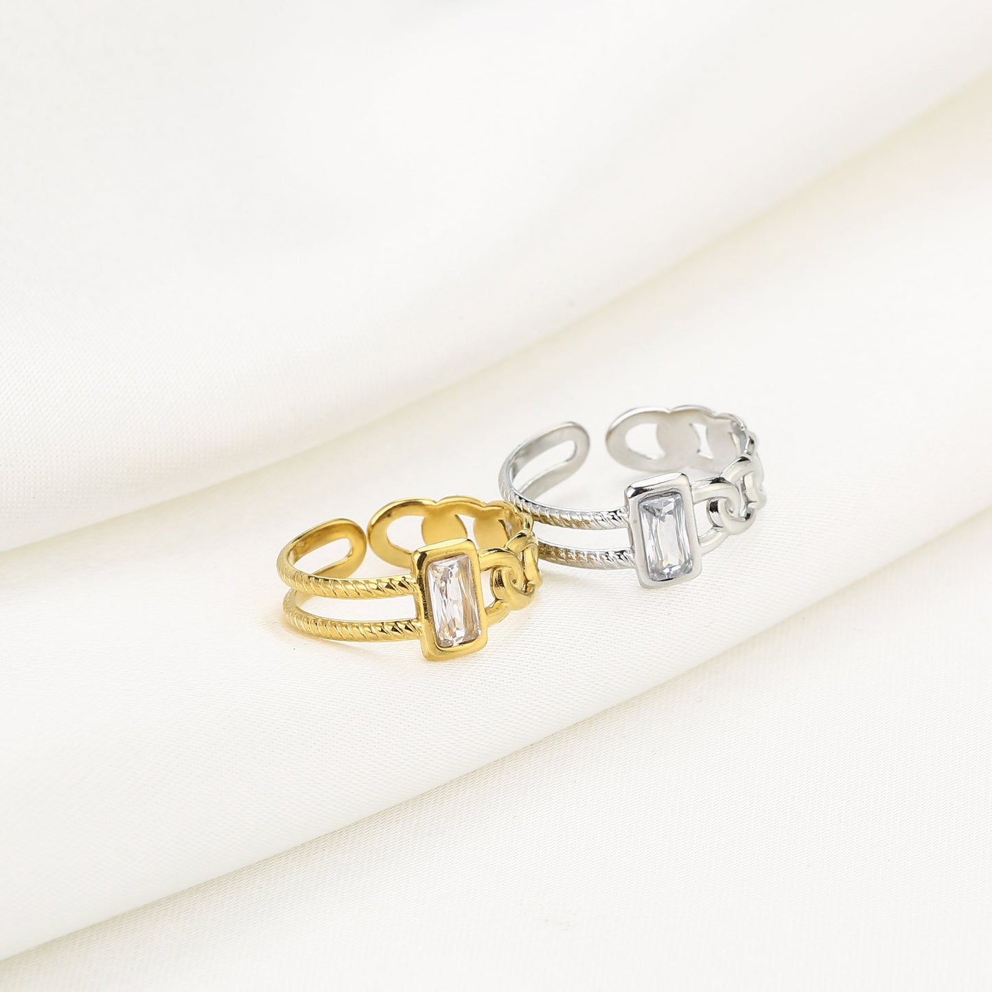 Dubbele ring met zirkonia