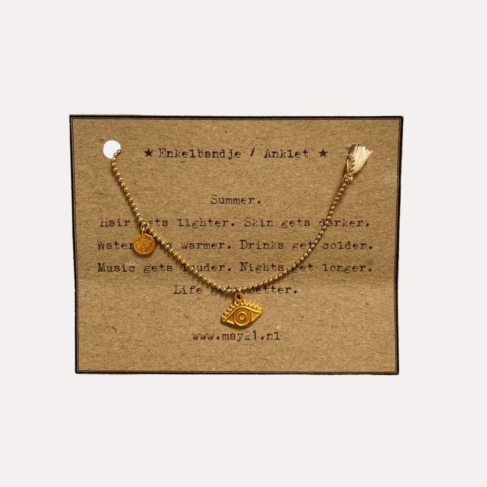 Maeve enkelbandje beige goud