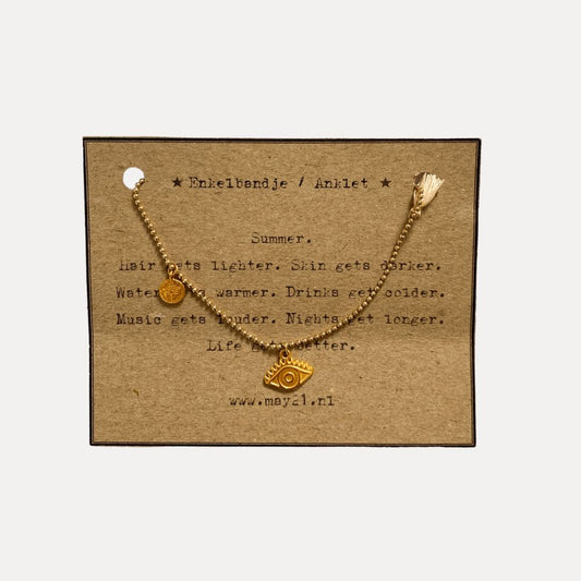 Maeve enkelbandje beige goud