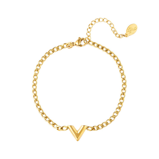 Roestvrijstalen armband letter V