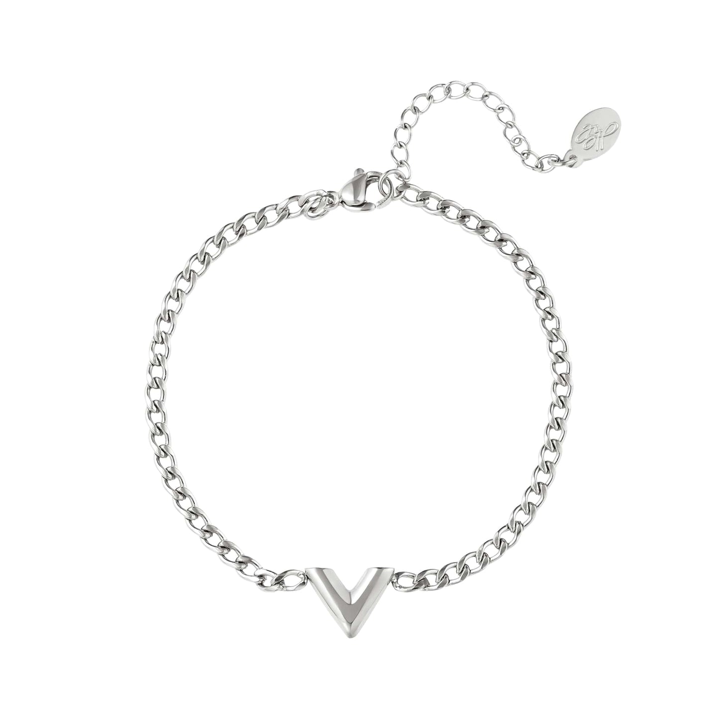 Roestvrijstalen armband letter V