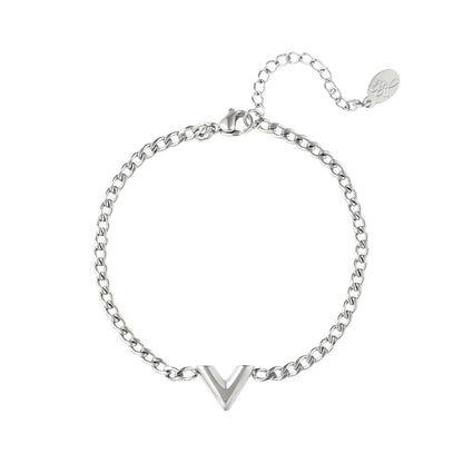 Roestvrijstalen armband letter V