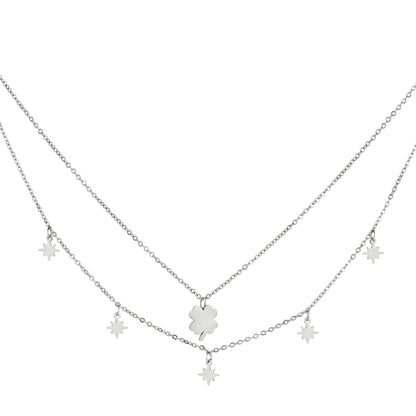 Tweelaagse ketting met klaver