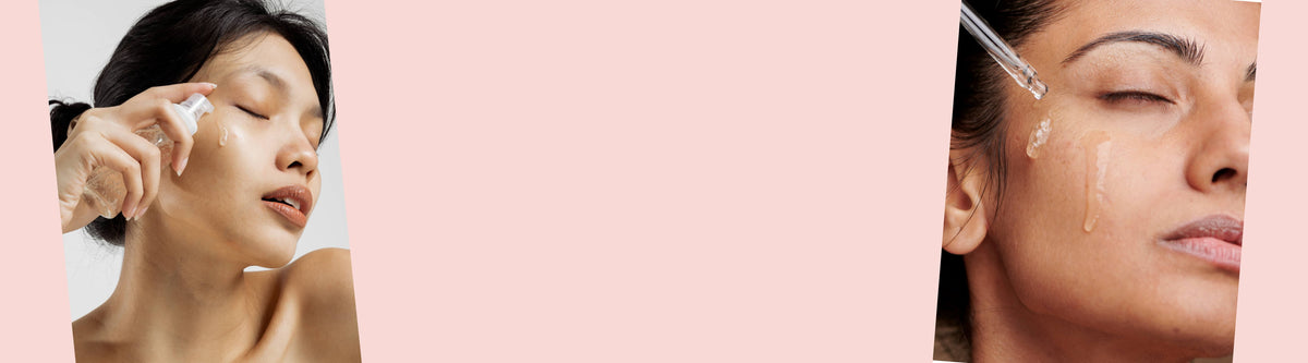 Roze banner voor de Korean Skin World Skincare Quiz