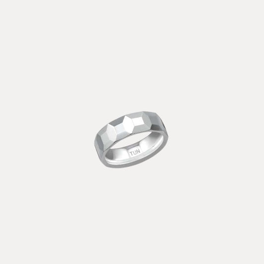 Stalen heren ring gefacetteerd
