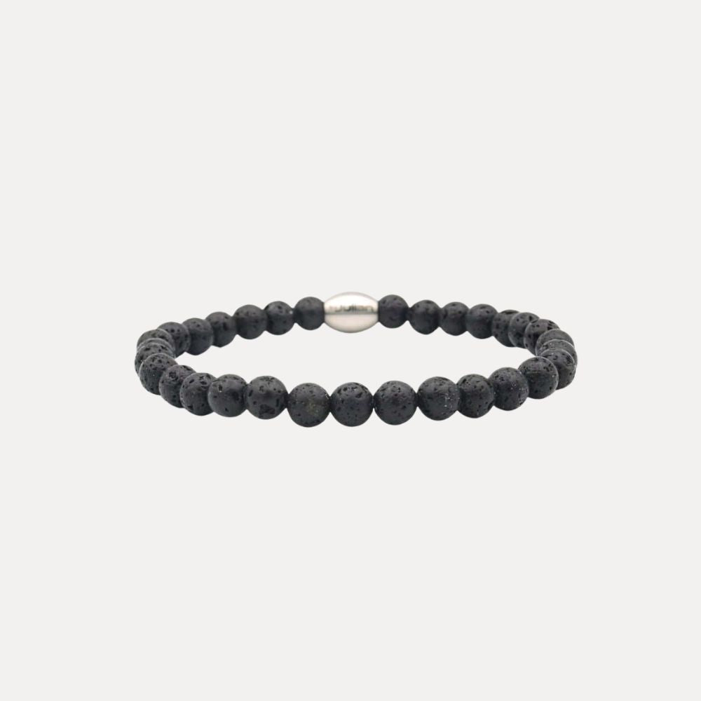 Zwarte heren armband lava kralen
