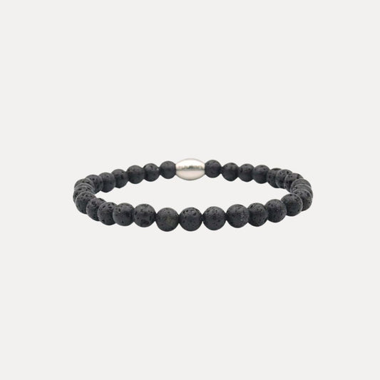 Zwarte heren armband lava kralen